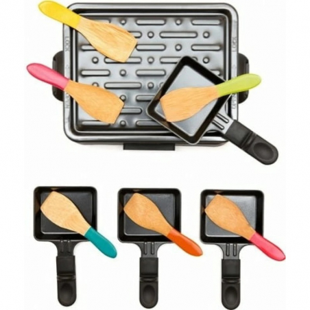 Set De 6 Raclettes En Bois D'olivier Avec Soucoupes - Pour Fromage, Apéritif - Dimensions Soucoupe 9x9 Cm, Spatule 14 Cm - Entretien à L'huile - 12
