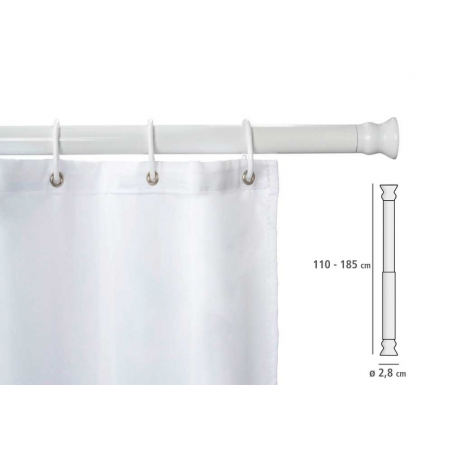 Tringle à Rideau De Douche Télescopique Sans Perçage Warmfay - Acier Inoxydable, Longueur Réglable 70-110 Cm (Blanc)