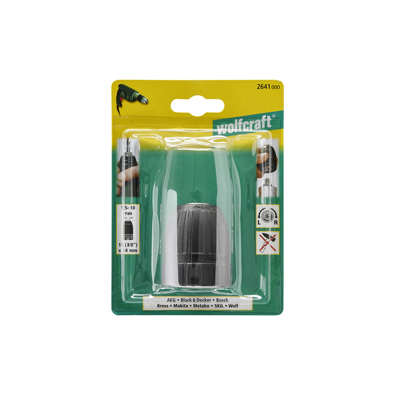 Mandrin Auto-serre Wolfcraft 2641000 - Ouverture 1,5-10 Mm, Filetage Intérieur, Pour Visseuse Sans Fil Et Perceuse