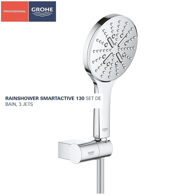 Grohe Rainshower SmartActive 130 Set de bain, 3 jets chromé - Tecniba