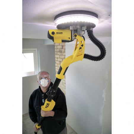 Ponceuse à Plâtre Télescopique Fartools DWS 750 - 750W, Plateau 225mm, Auto-aspirante, éclairage LED - Pour Murs Et Plafonds
