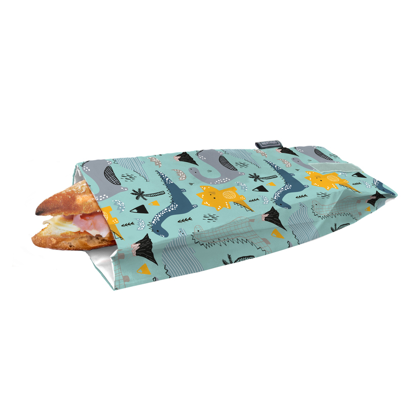 Boîte à Sandwich Enfant Snips - Motif Dinosaure, Dimensions 14,5x14,5x5,5 Cm, Verte, Fabriquée En Italie